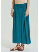 Elastic Waist Drape Detailed Petrol Plus Size Skirt 4601